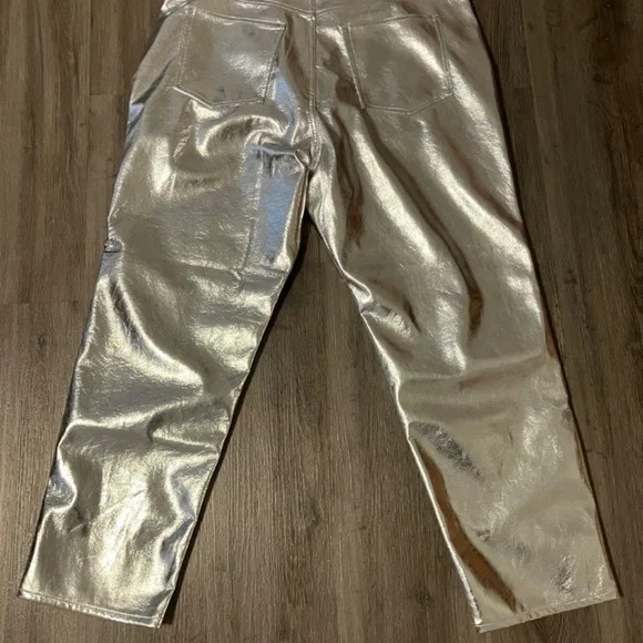 Gap Vegan Leather Silver Pants size 35/20 - Picture 3 of 3